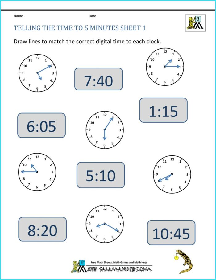 Grade 3 Worksheet On Time For Class 3