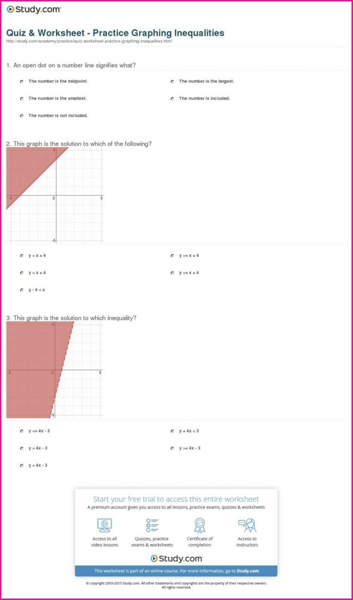 Graphing Inequalities On A Number Line Worksheet Pdf