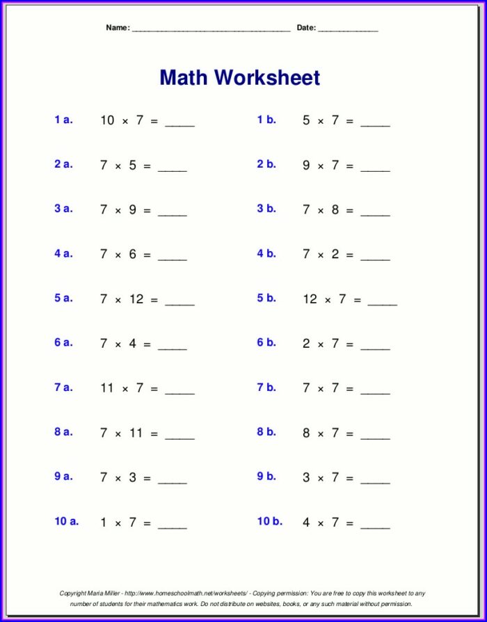 Math Exercises Year 7