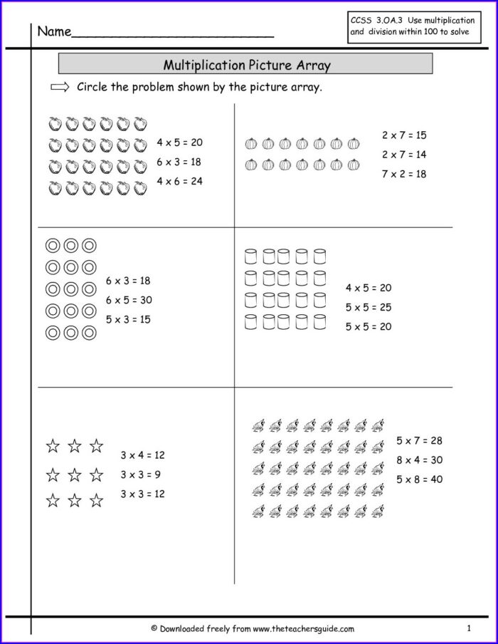 Multiplication Worksheet With Arrays