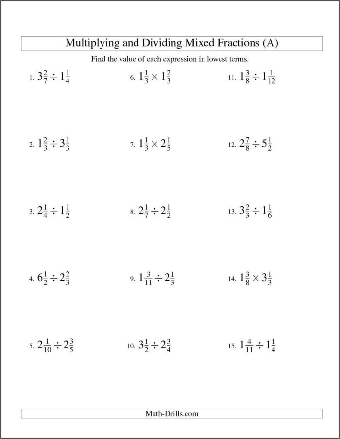 Multiplying Mixed Fractions Worksheet With Answers