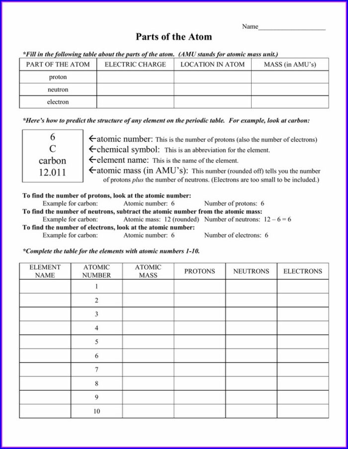 Physical Science Atomic Structure Worksheet Answers