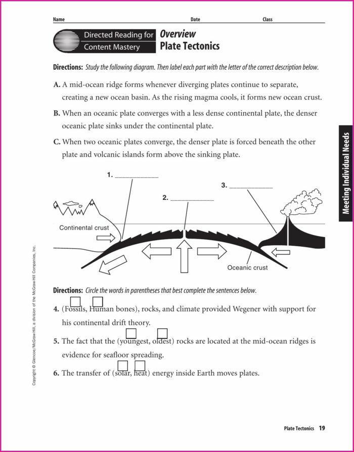 Section 3 Theory Of Plate Tectonics Worksheet Answers