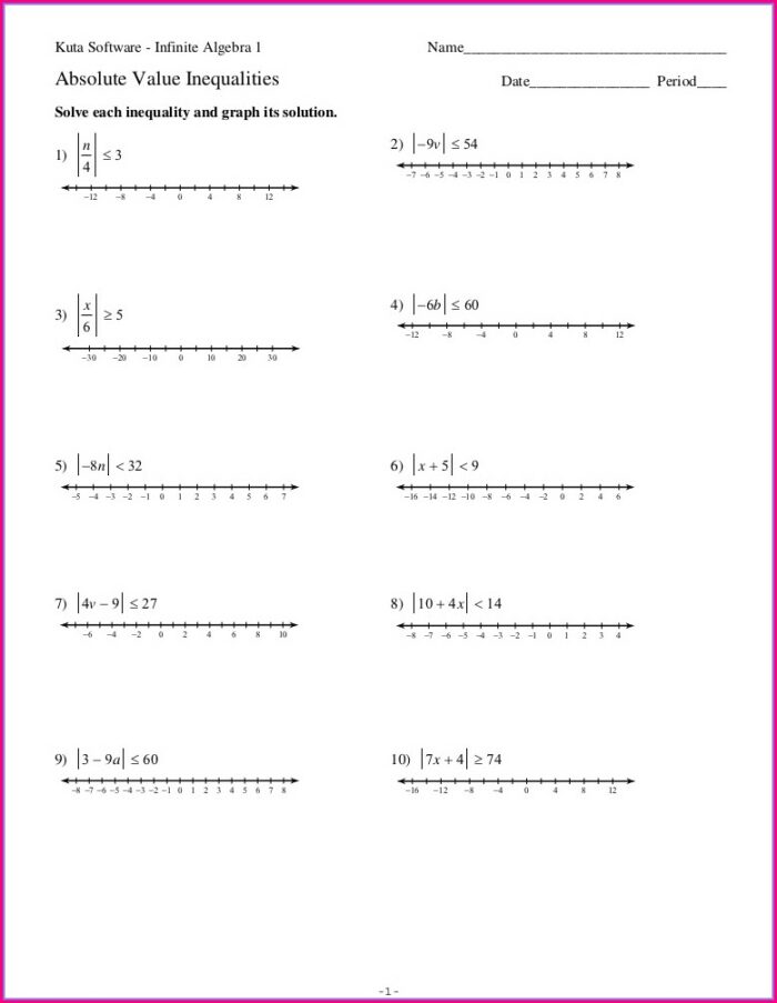 Solving Compound And Absolute Value Inequalities Worksheet Answers