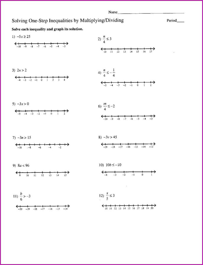 Solving Inequalities Worksheet With Answer Key