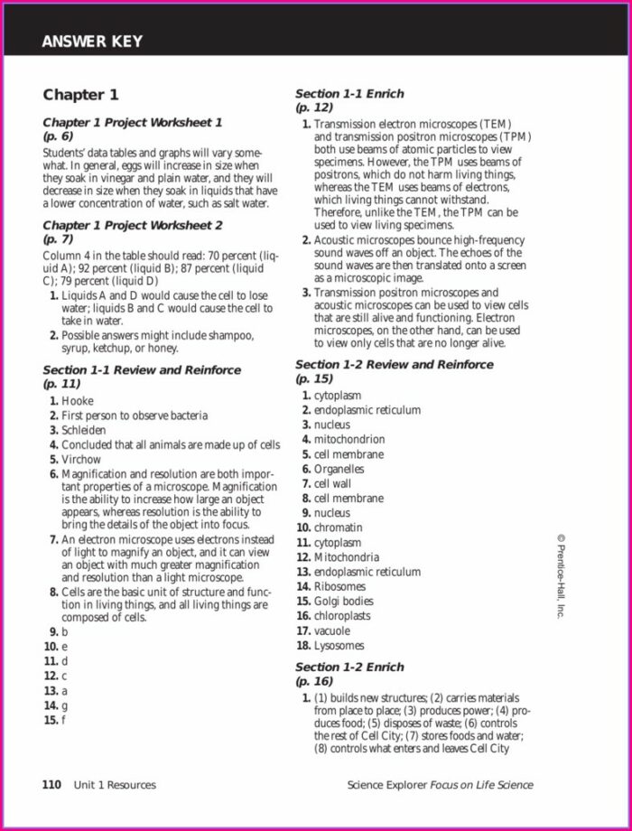 What Is Life Science Worksheet Answers