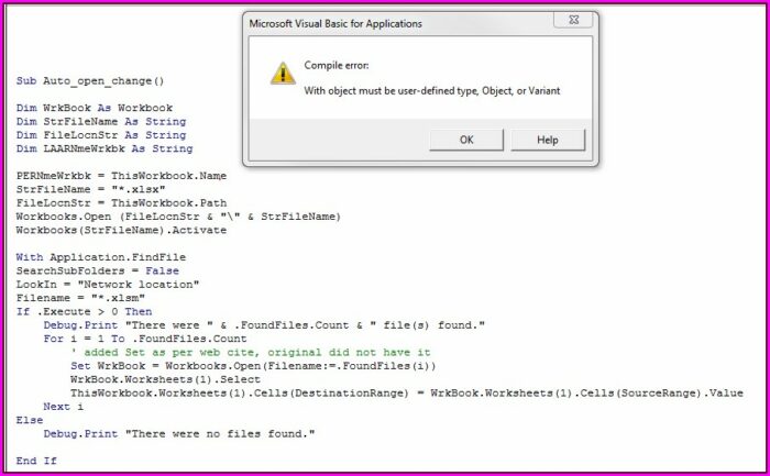 Workbookopen Vba Error