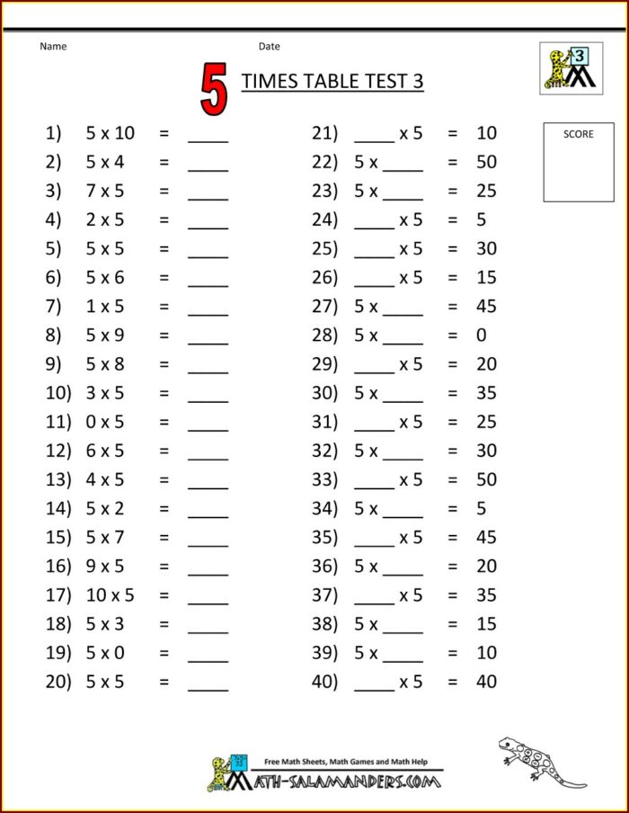 Write Spelling Words 5 Times Each Worksheet
