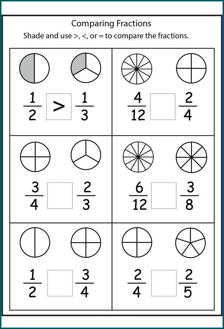 Comparing Fractions With Like Numerators Worksheet Pdf