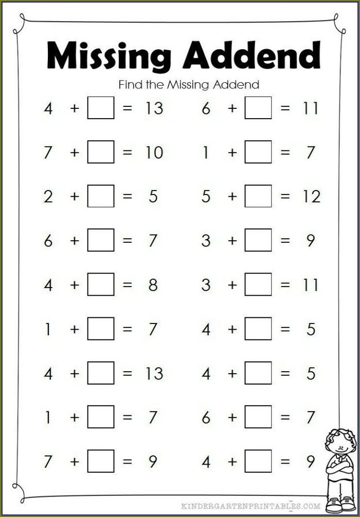 Find The Missing Number First Grade Worksheet