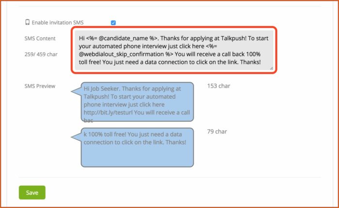 Interview Invitation Text Message Sample