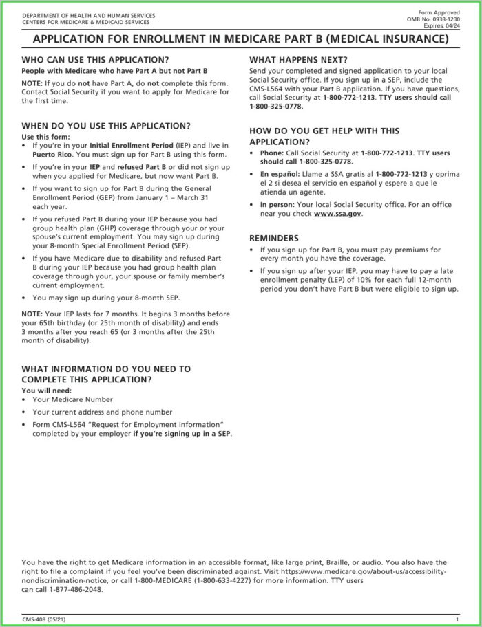 Medicare Part A Application Form