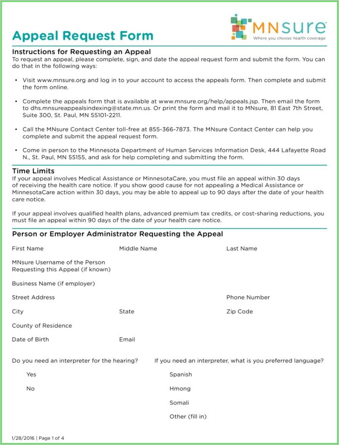 Mnsure Application Form