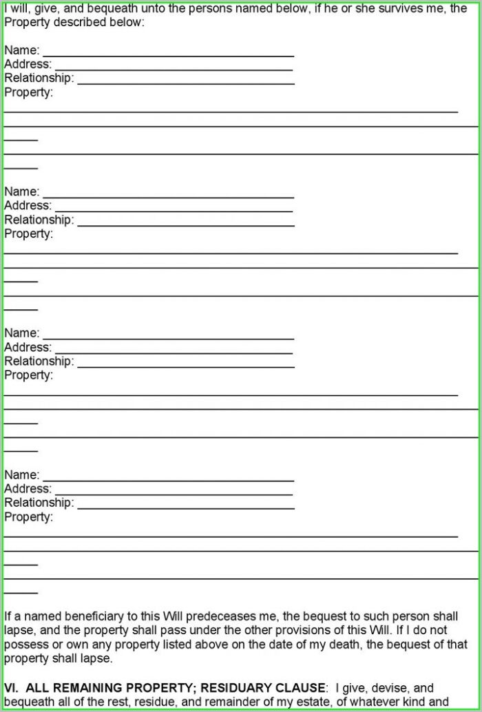 Texas Last Will And Testament Form Pdf