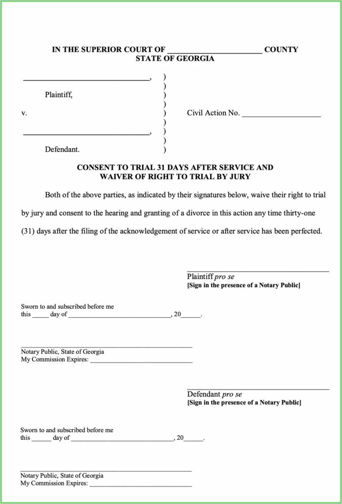 Uncontested Divorce In Ga Forms
