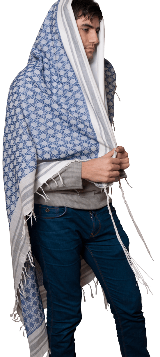 Talit Gadol (Blue, White & Grey) The Semitic