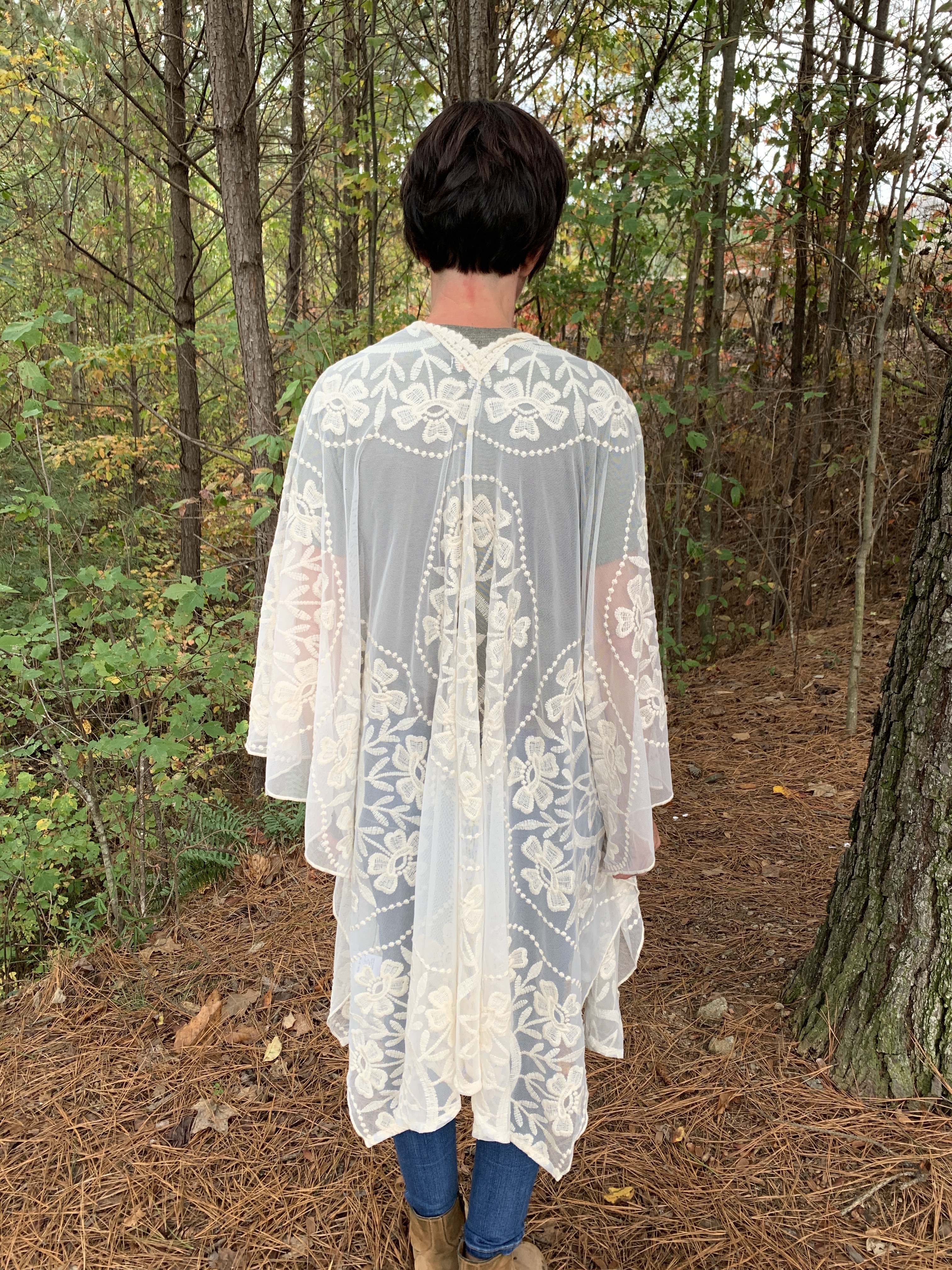 High Low Cream Lace Kimono The Shabby Tree