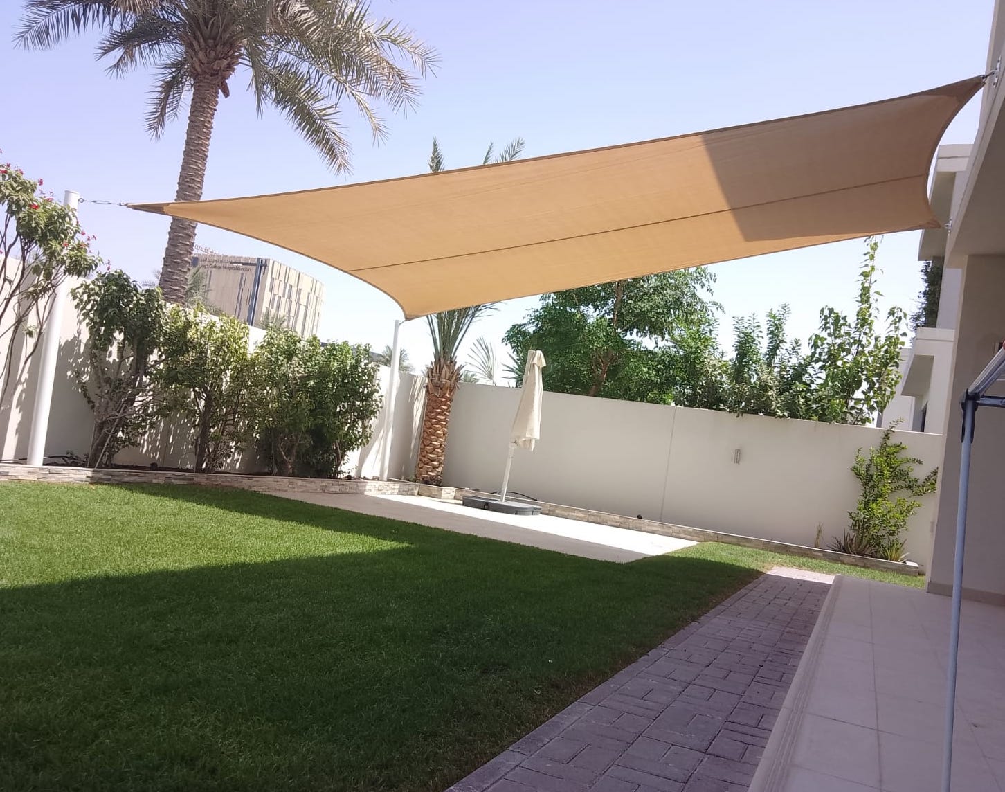 Tensioned Shade Sail In Dubai Hills Umbrella, Shade Sails, Awnings