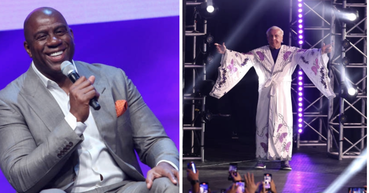 Wrestling Legend Ric Flair Crashes Magic Johnson's Speech At RiseCon