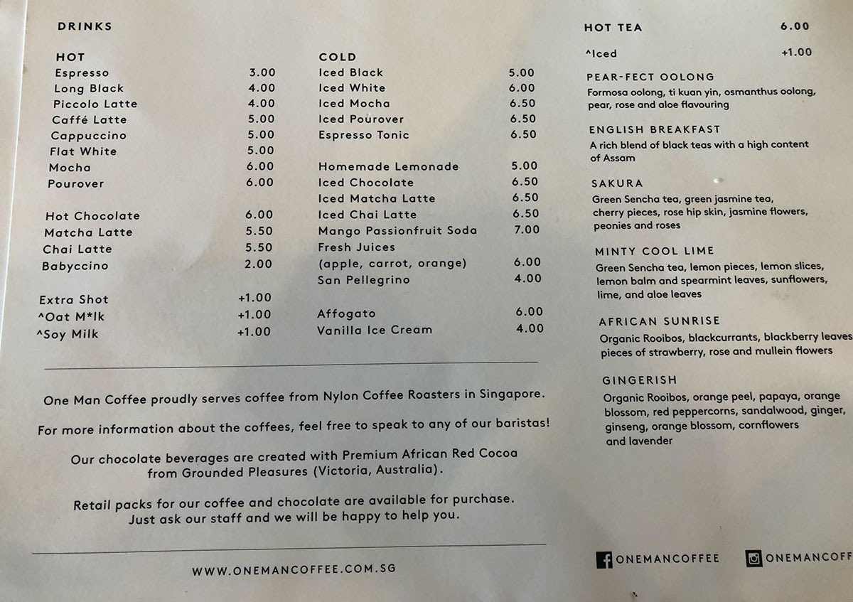 onemancoffeemenudrinks • The Shanghai Kid Blog