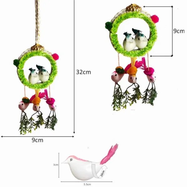 Wall Hanging Home Décor Artificial Bird Nest for Balcony and Garden Pack of 2 (Green) The