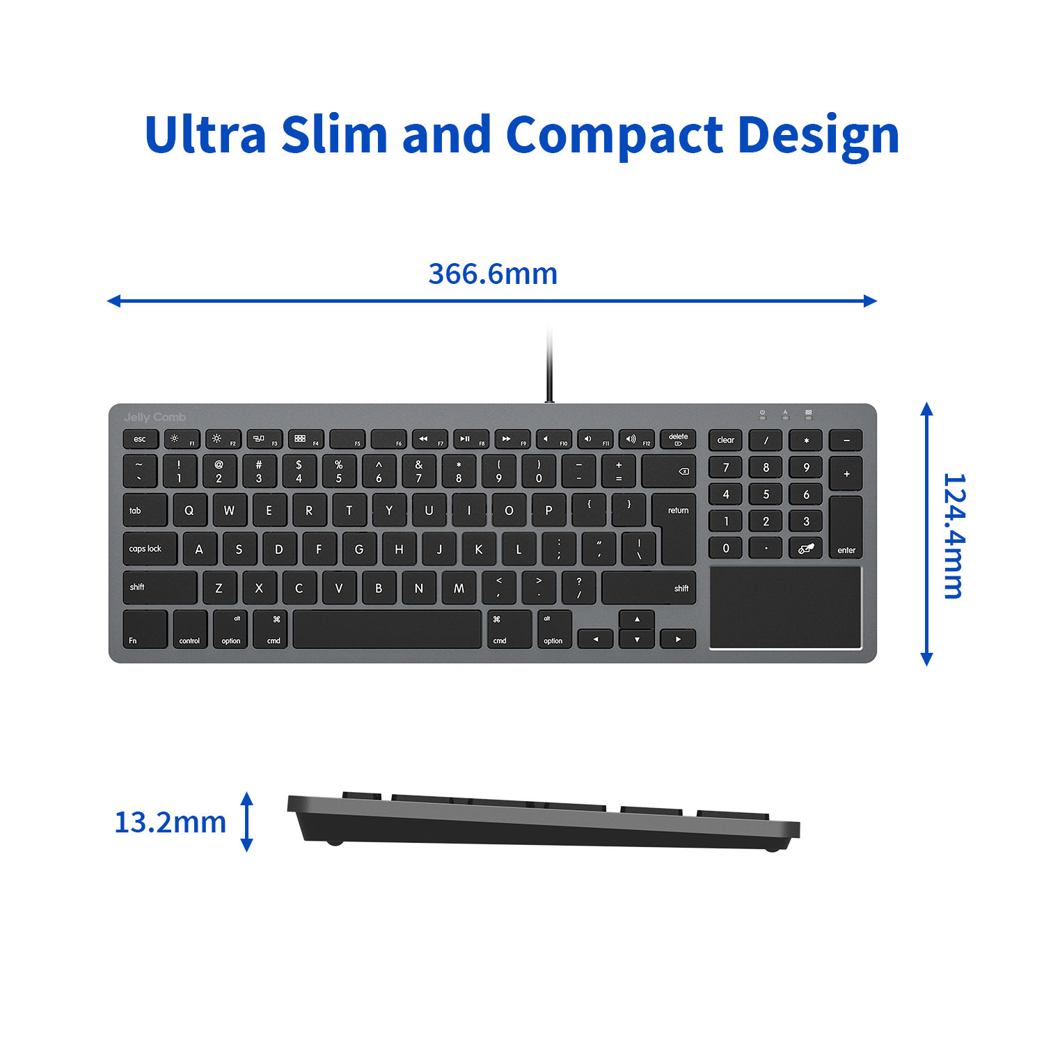 Jelly Comb Wired Keyboard with Touchpad (USB+Type C) For Mac/Windows