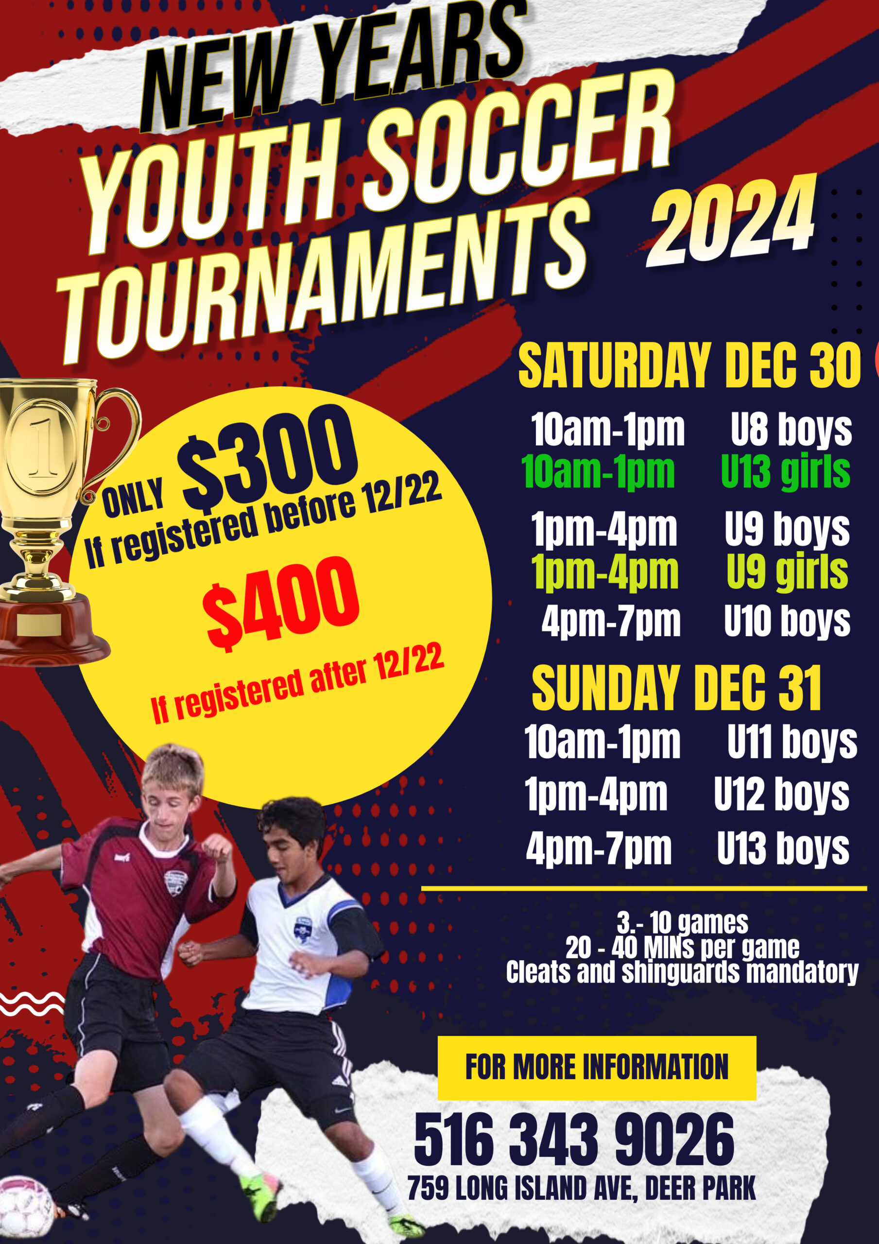 NEW YEAR’S YOUTH SOCCER TOURNAMENTS DEER PARK