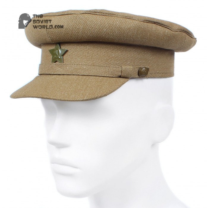 Soviet russian RKKA military Khaki Visor Cap Red Army WWII hat