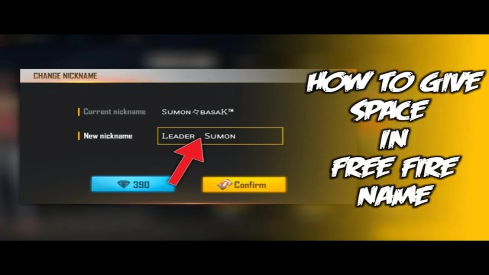 How to add space in Free Fire Name?