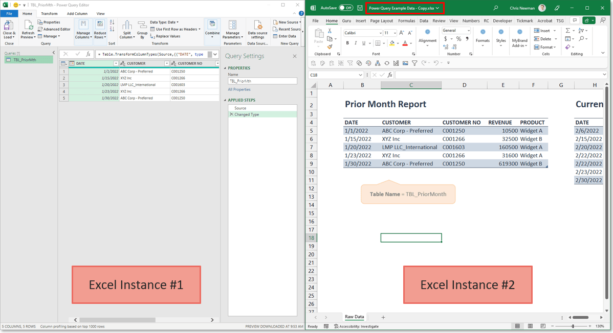 Use Power Query and Excel At The Same Time