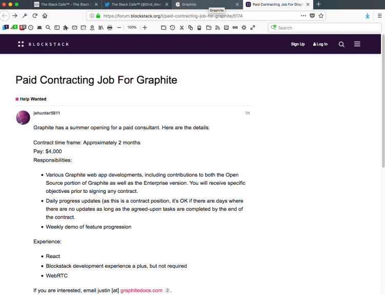 Graphite Team Graphite Announces a Paid Contracting Job The Stack Cafe™