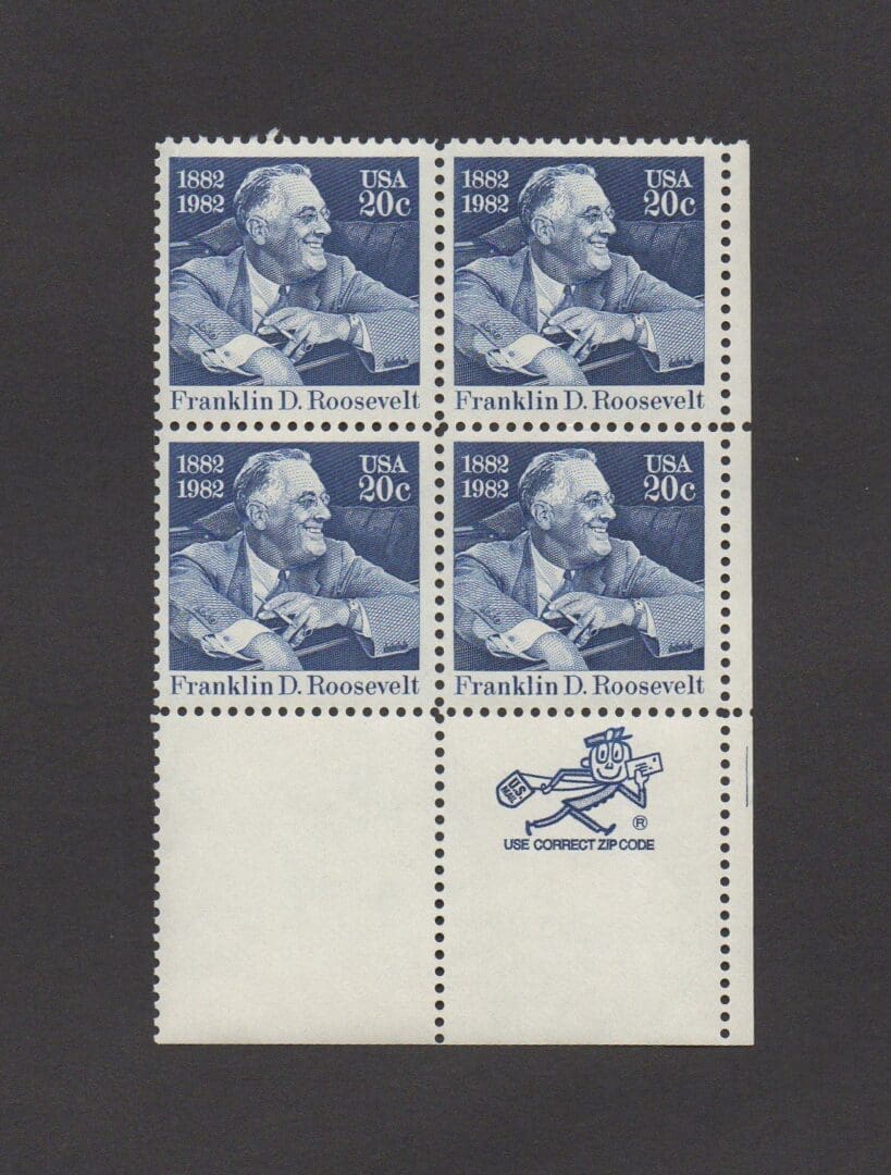 Scott 1950 "FRANKLIN D ROOSEVELT" ZIP BLOCK (4) MNH NICELY CENTERED The Stamp Nut