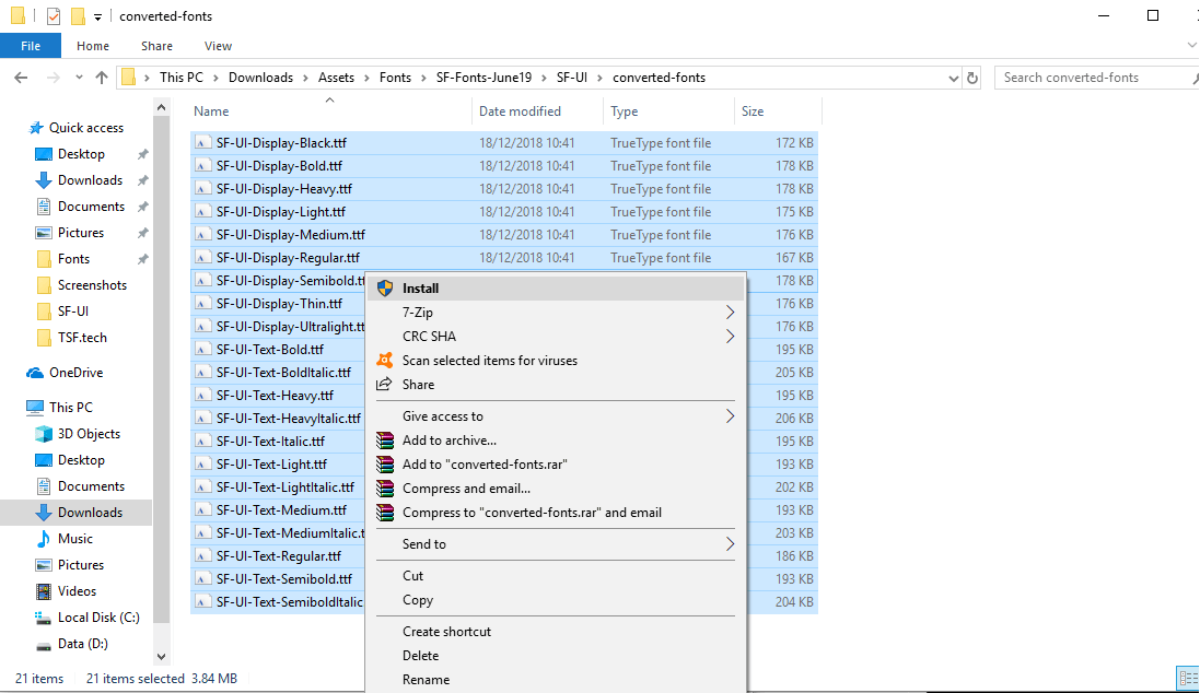 How to Install Apple's San Francisco UI Fonts on Windows 10 for Figma