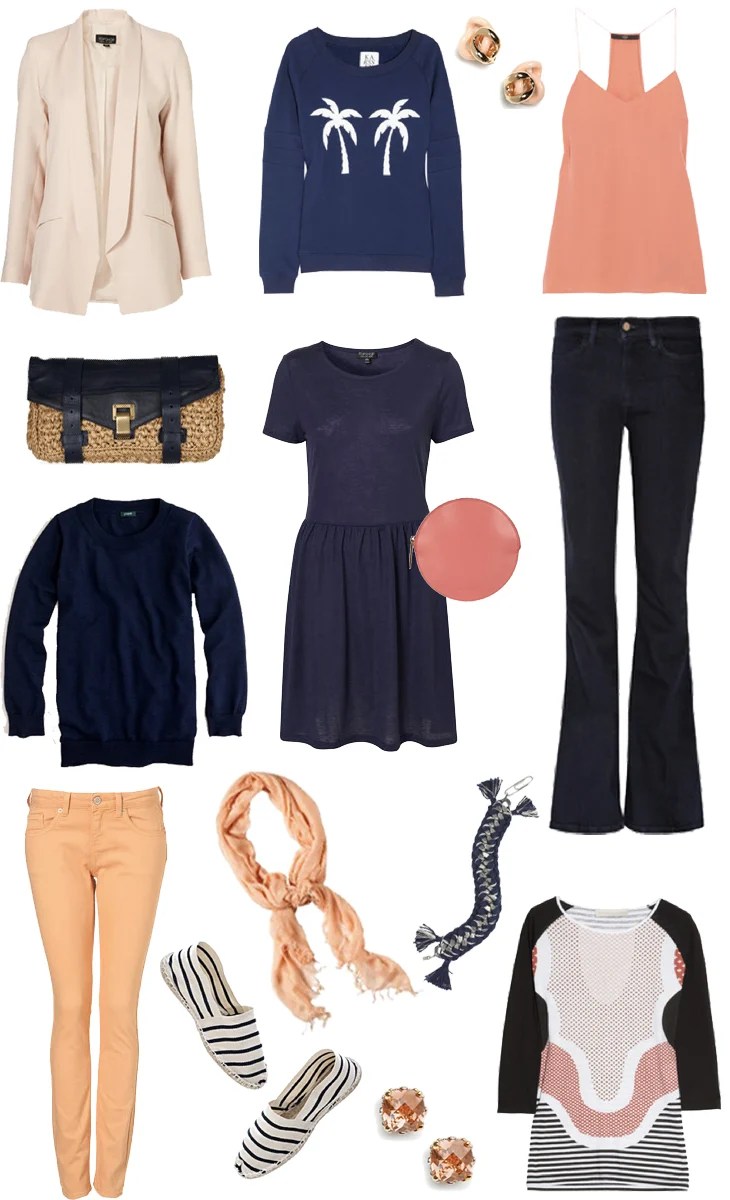 Navy and Peach. The Stripe