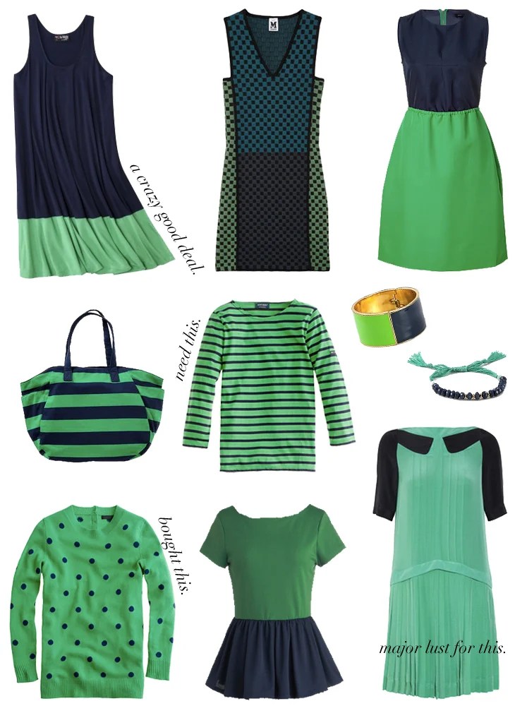 Navy + Green The Stripe