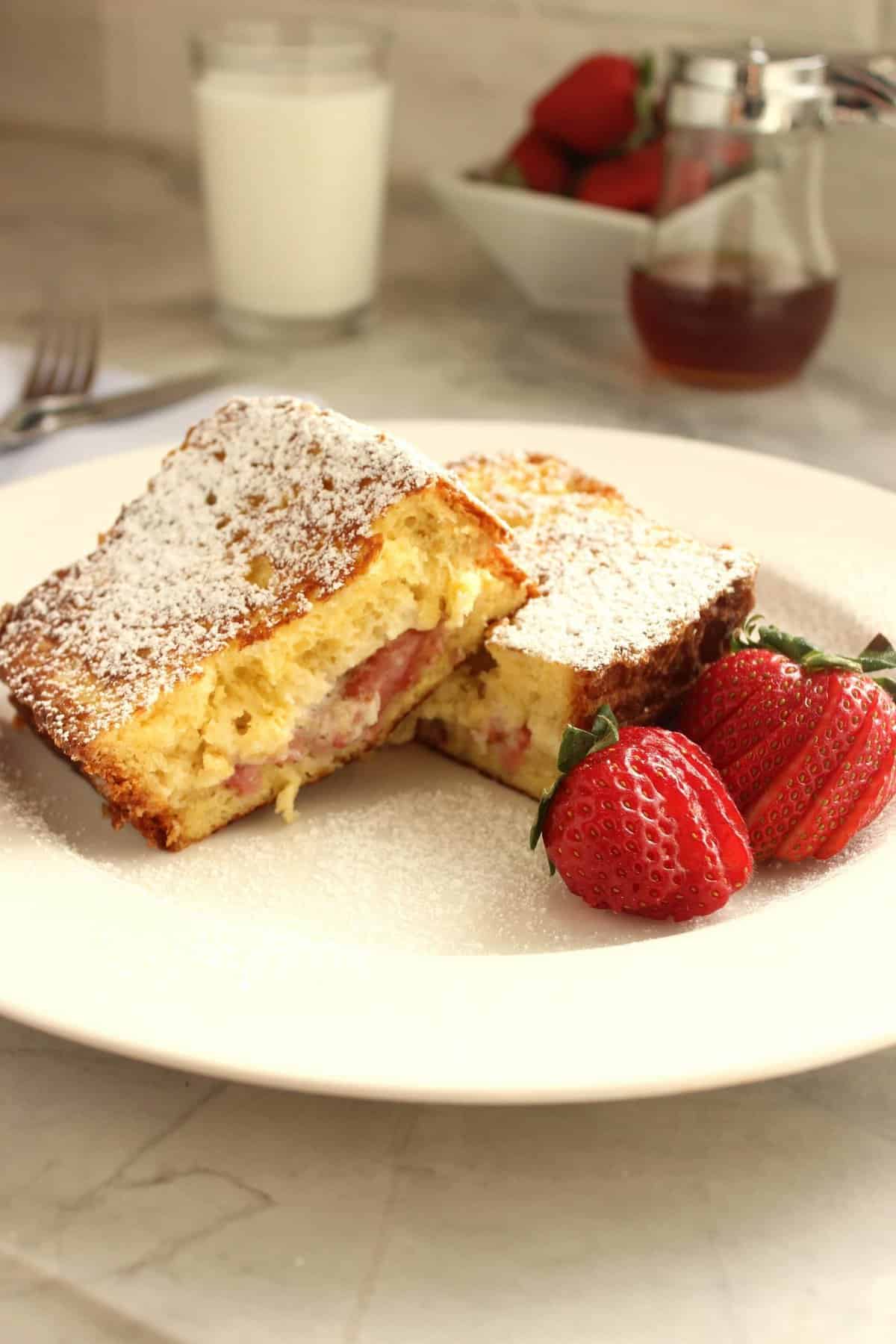 Roasted Strawberry and Mascarpone Stuffed French Toast
