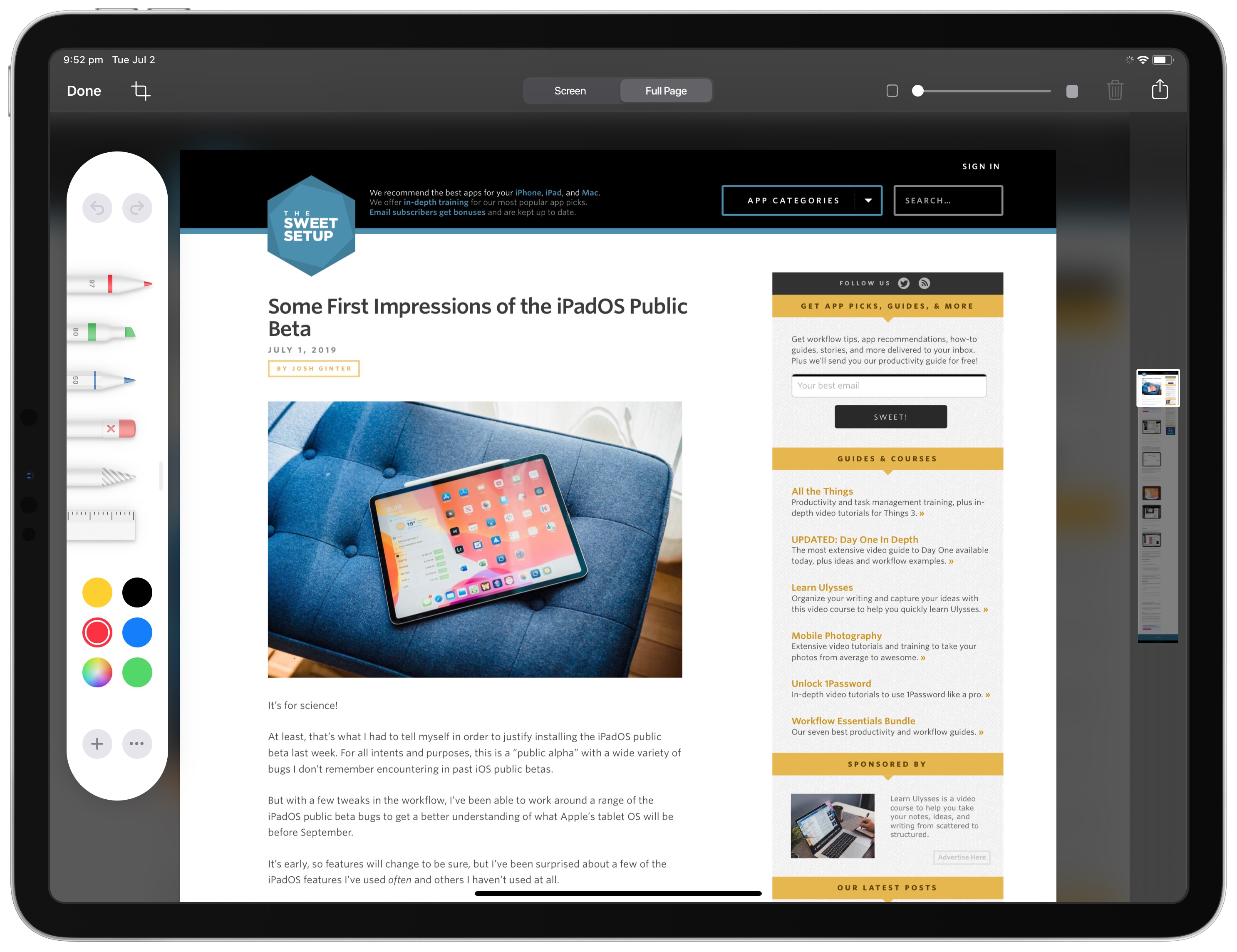 Taking, Annotating, and Sharing Screenshots in iPadOS The Sweet Setup