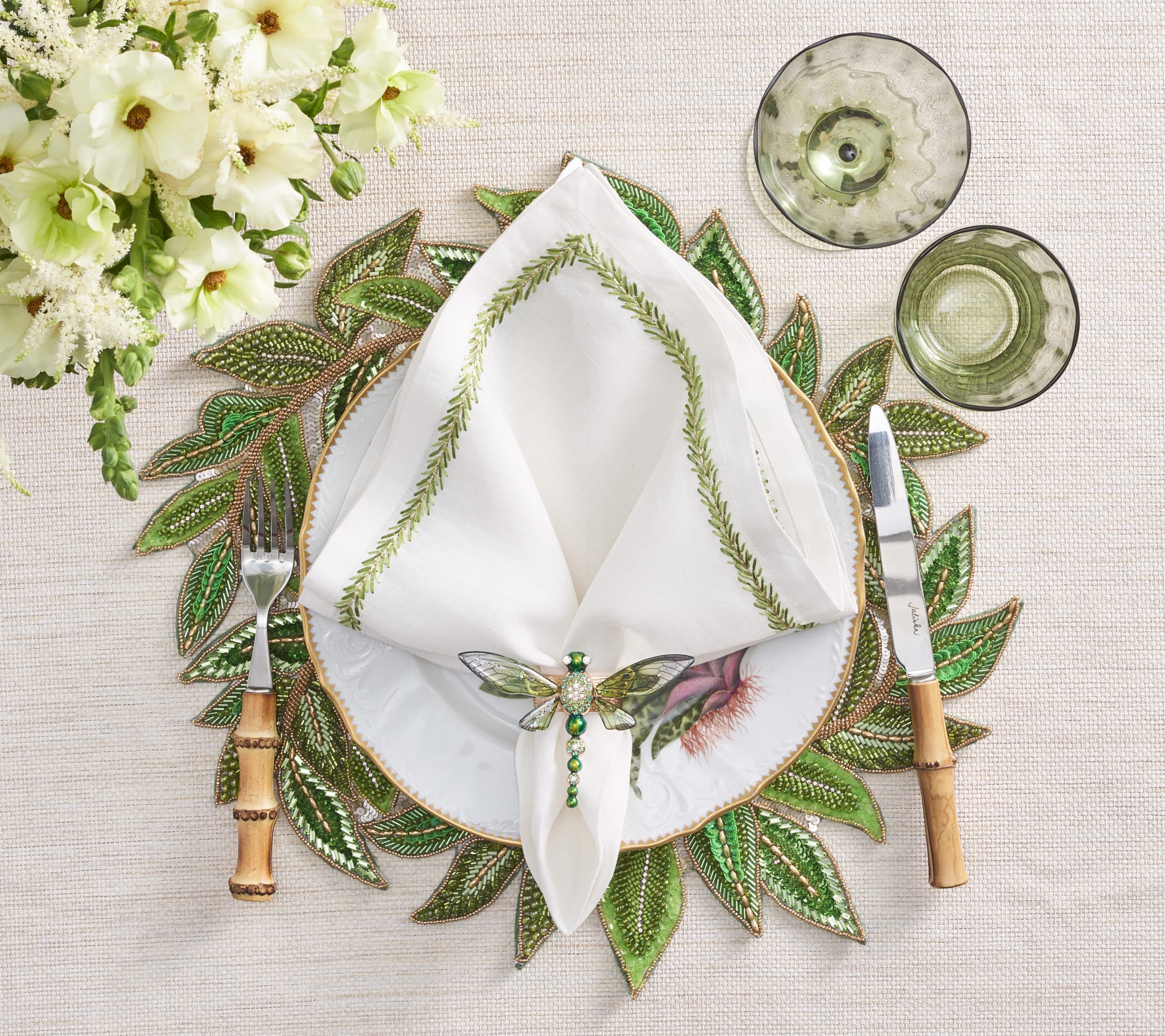 Trellis Placemat in Green & Gold The Table Fairy