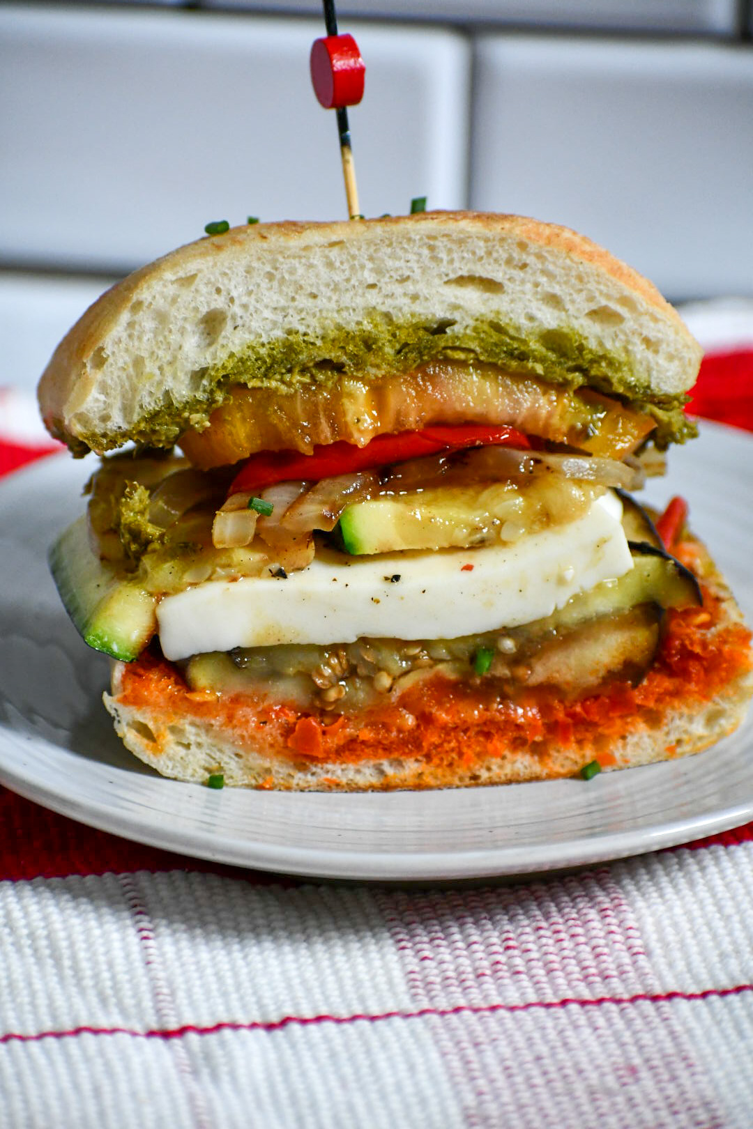 Grilled Vegetable Mozzarella Pesto Sandwich The Table Of Spice