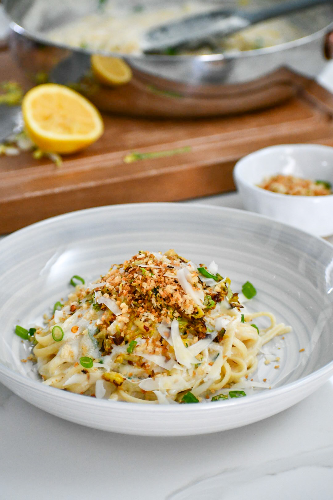 Lemon Pasta with Roasted Brussels Sprouts The Table Of Spice