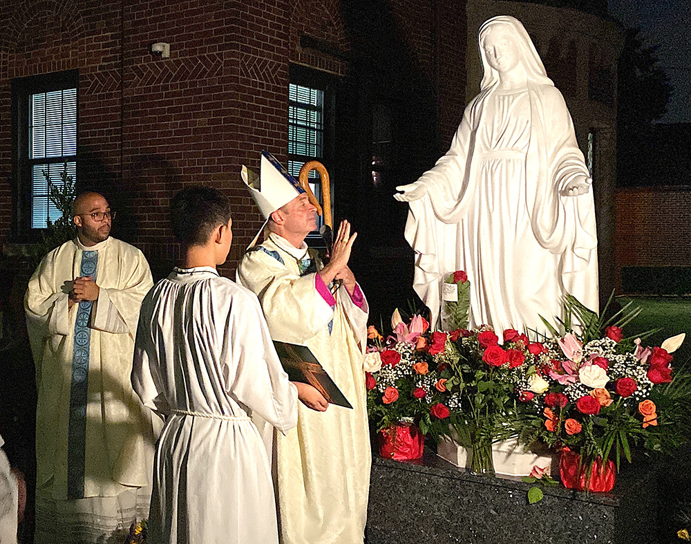 New Statue at Queens Church ‘Conquers Darkness’ of Vandal’s Attack