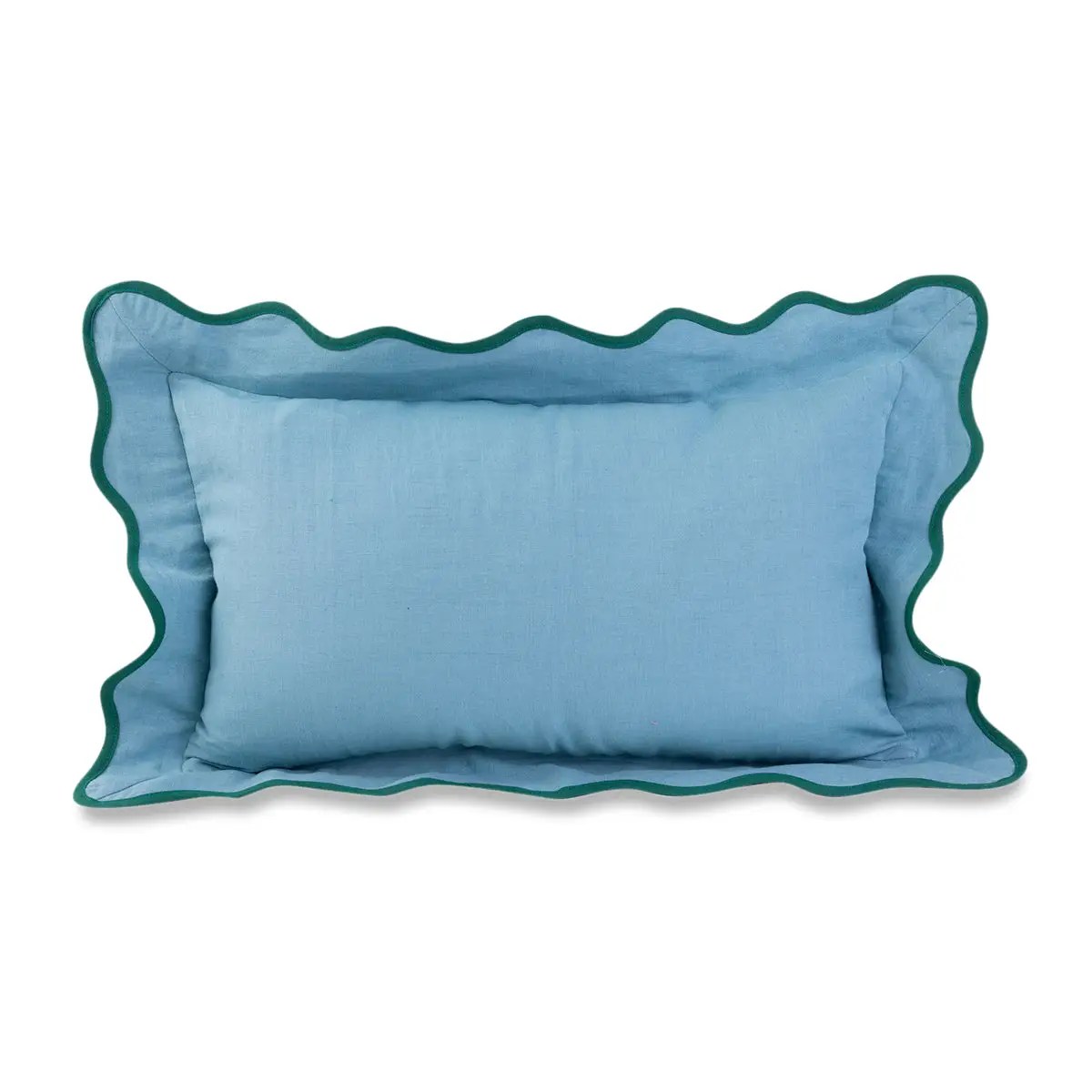 Penelope Aqua Scalloped Lumbar Pillow The Tailored Goose