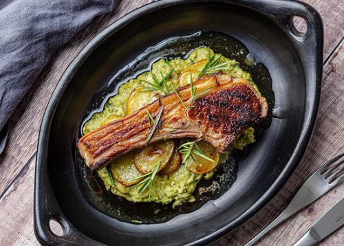 Simon Rimmer Lamb Chops with Anchovy Potatoes and Minty Peas recipe on