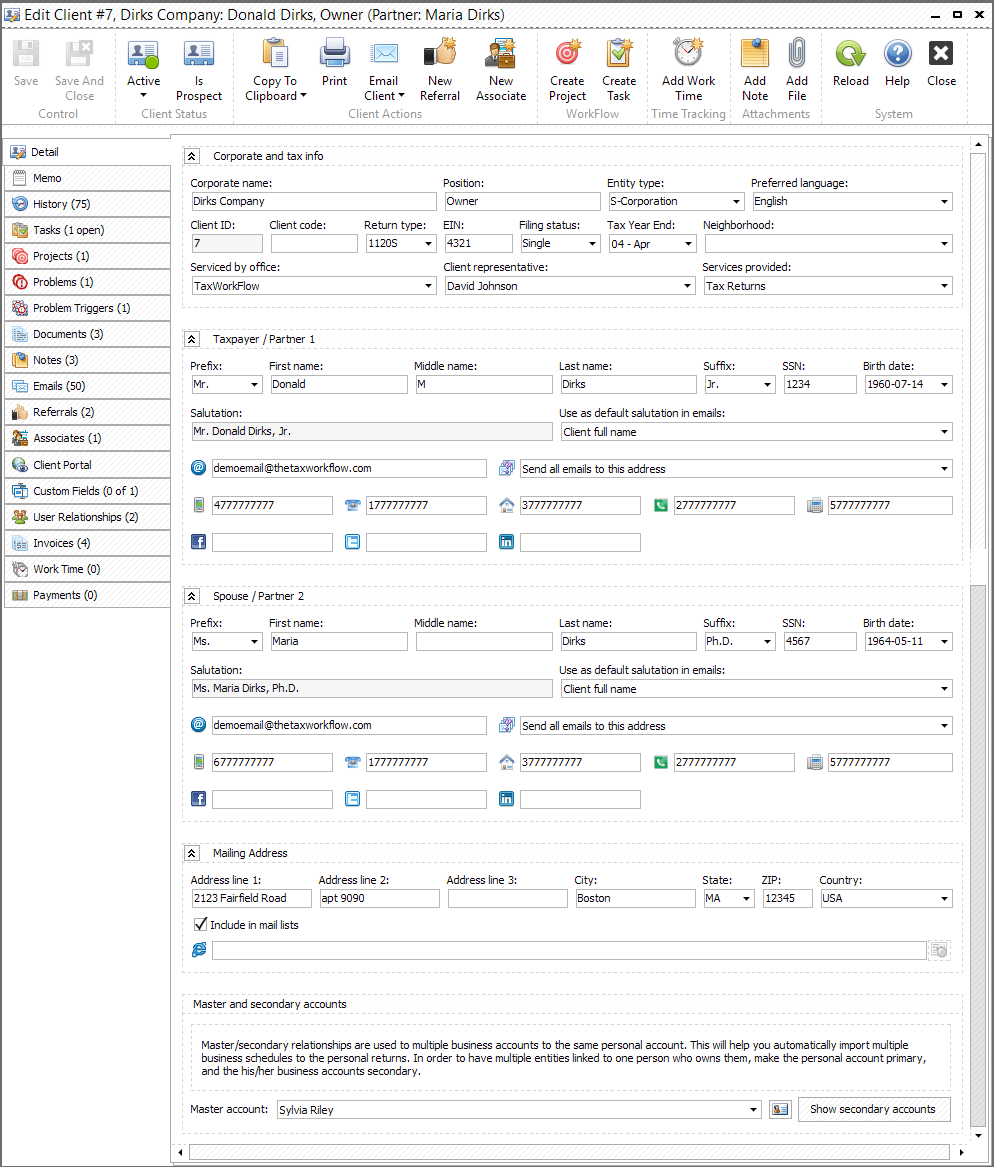Client information tracking
