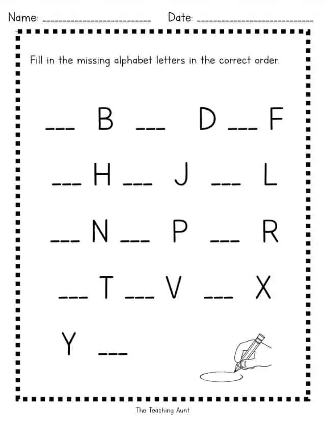 Missing Uppercase Letters Worksheets The Teaching Aunt