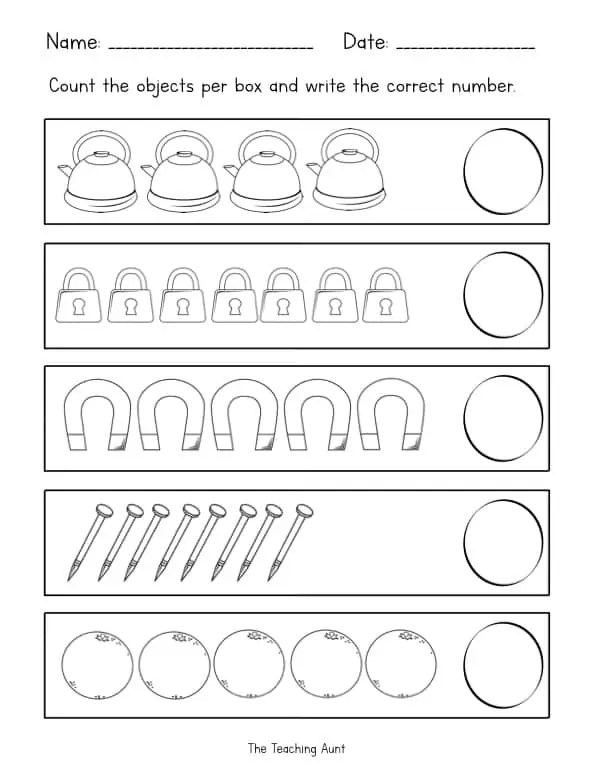 Counting Objects Worksheets - The Teaching Aunt