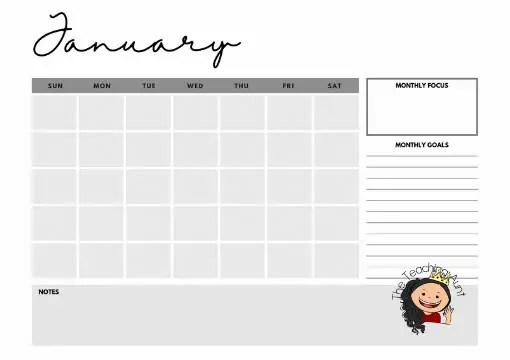 Free Blank Calendar Template - The Teaching Aunt