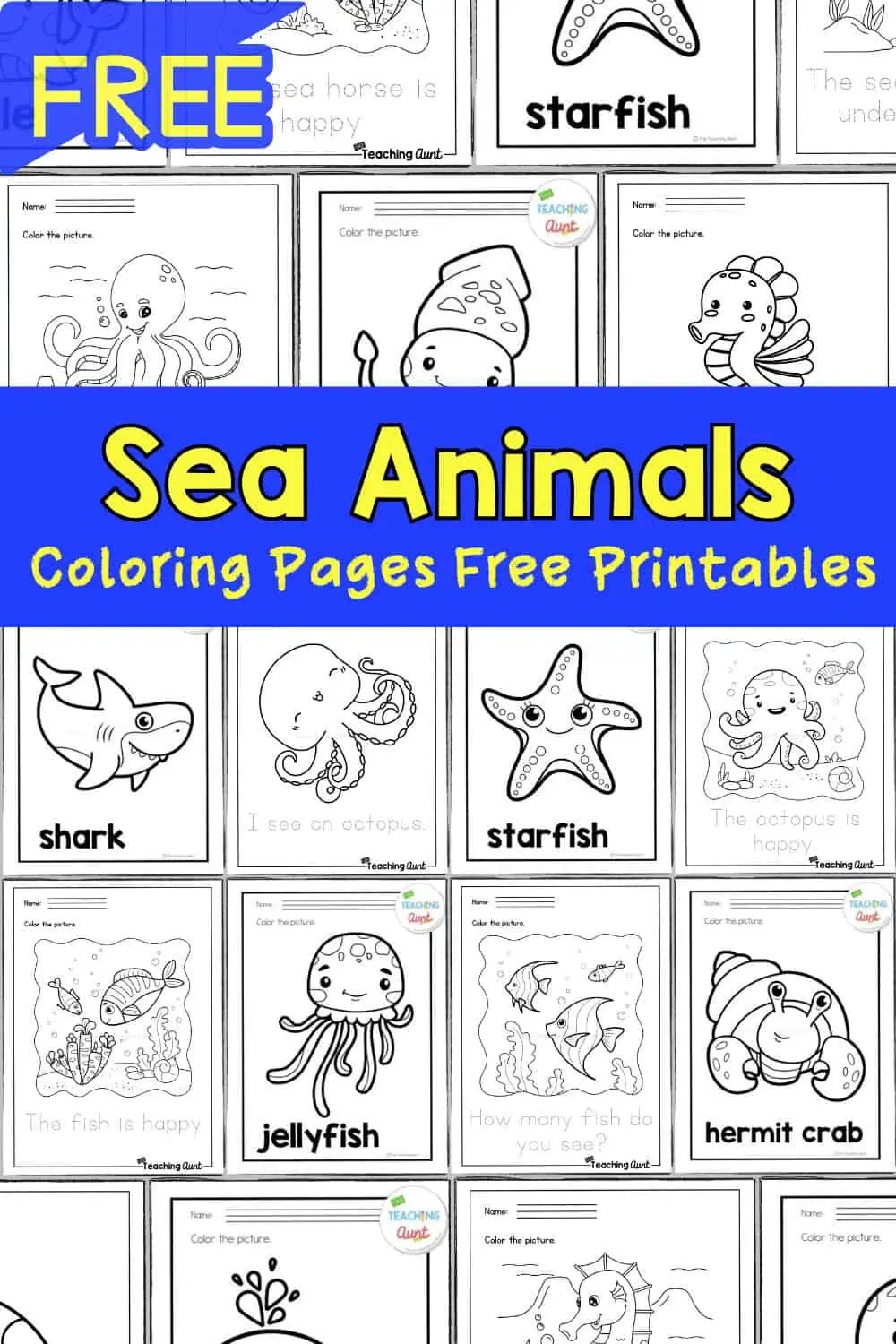 Sea Animals Coloring Pages The Teaching Aunt