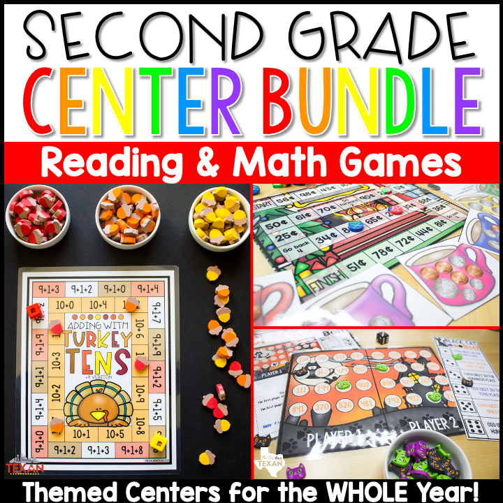 Reading and Math Games for Second Grade Centers Bundle The Teaching Texan