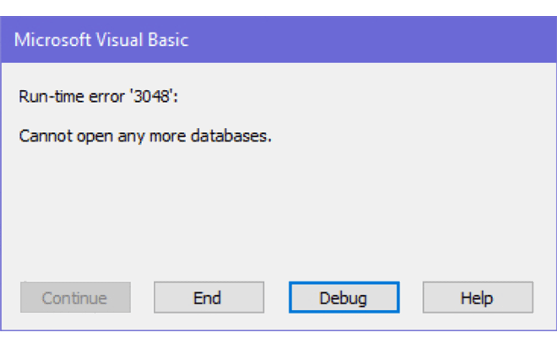 Fixing Access Error 3048 Cannot open any more databases TechMentors